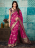Purple Color Banarasi Silk Fabric Weaving Work Designer Party Wear Saree