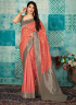 Peach Color Banarasi Silk Fabric Weaving Work Designer Party Wear Saree