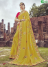 Yellow Color Silk Fabric Resham Embroidered Work Designer Party Wear Saree