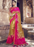 Gold Magenta Color Banarasi Silk Fabric Embroidered Woven Work Designer Traditional Party Wear Saree