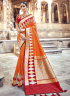 Orange Color Banarasi Silk Fabric Embroidered Woven Work Designer Traditional Party Wear Saree