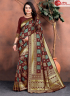 Multi Color Silk Fabric Weaving Work Designer Party Wear Traditional Saree