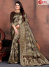 Beautiful Brown Color Silk Fabric Weaving Work Designer Party Wear Saree