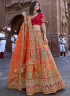 Orange Color Banarasi Silk Fabric Weaving Embroidered Work Designer Traditional Lehenga Choli