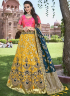 Yellow Color Banarasi Silk Fabric Weaving Embroidered Work Designer Traditional Lehenga Choli