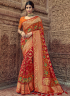 Red Color Banarasi Silk Fabric Weaving Embroidered Work Designer Traditional Party Wear Saree
