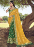 Mustard And Green Color Banarasi Silk Fabric Weaving Embroidered Work Designer Traditional Party Wear Saree