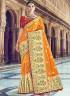 Mustard Color Silk Fabric Weaving Embroidered Work Designer Traditional Party Wear Saree