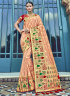 Peach Color Silk Fabric Weaving Embroidered Work Designer Traditional Party Wear Saree