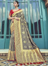 Grey Color Silk Fabric Weaving Embroidered Work Designer Traditional Party Wear Saree