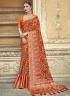 Orange Color Art Silk Fabric Weaving Embroidered Work Designer Traditional Party Wear Saree