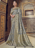 Grey Color Art Silk Fabric Weaving Embroidered Work Designer Traditional Party Wear Saree