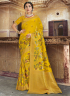 Yellow Color Silk Fabric Weaving Work Designer Wedding Wear Saree