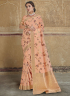 Peach Color Silk Fabric Weaving Work Designer Wedding Wear Saree