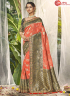 Grey And Orange Color Jacquard Silk Designer Wedding Party Wear Saree