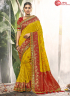 Mustard With Red Color Jacquard Silk Designer Wedding Party Wear Saree