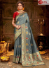 Grey Color Banarasi Silk Fabric Weaving Work Designer Traditional Party Wear Saree
