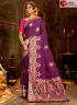 Purple Color Banarasi Silk Fabric Weaving Work Designer Traditional Party Wear Saree