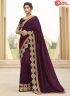 Purple Color Silk Fabric Embroidered Lace Work Designer Party Wear Saree