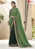 Green Color Silk Fabric Embroidered Lace Work Designer Party Wear Saree