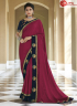 Magenta Color Silk Fabric Embroidered Lace Work Designer Party Wear Saree
