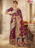 Maroon Color Banarasi Silk Fabric Weaving Work Designer Traditional Party Wear Saree